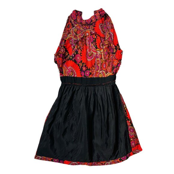 70s vintage psychedelic tunic top overlay mini dress paisley pattern mockneck. - Picture 11 of 12